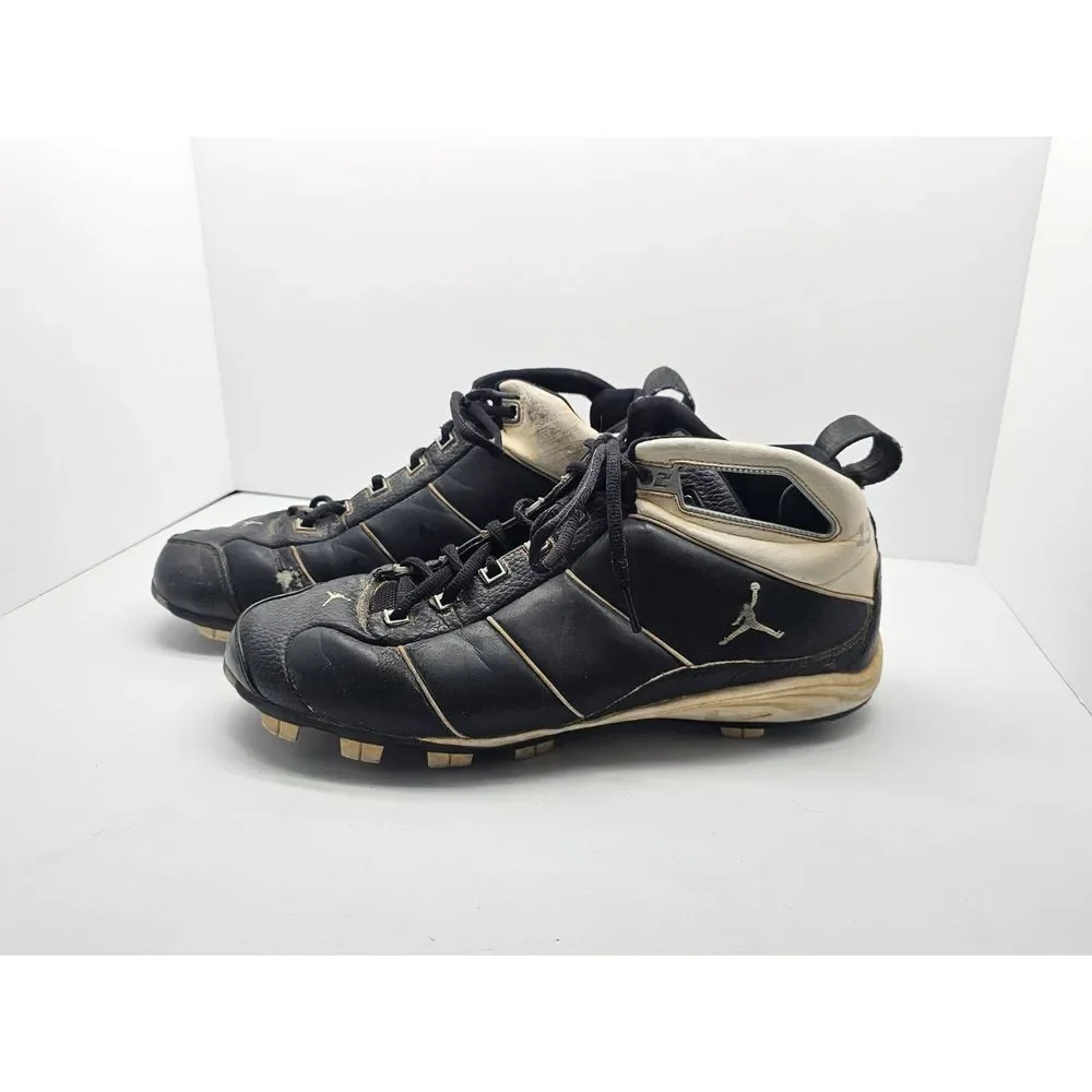 Vintage Air Jordan Jeter Molded Cleats Shoes Black & White 2005 Size 12‎